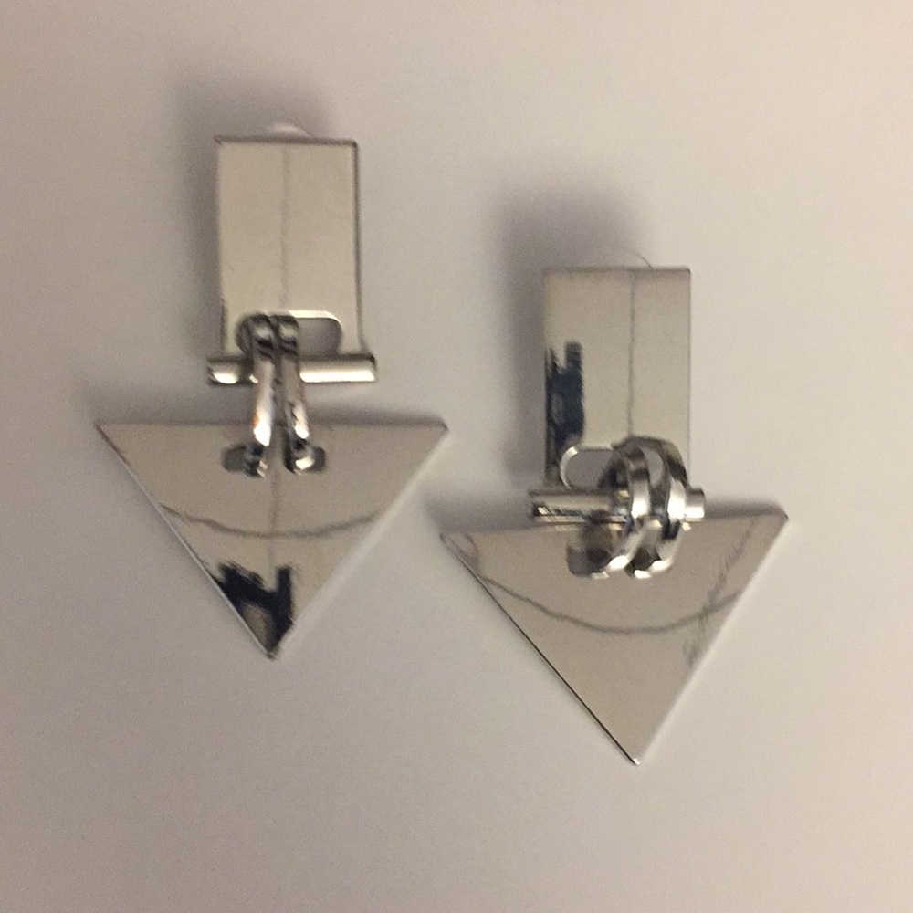 Silver Triangle/Rectangle Earrings - image 2